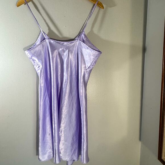 VTG Y2K Secret Treasures Satin Lace Slip Dress | Frost Lilac Tie Front (Size M) - Picture 5 of 9